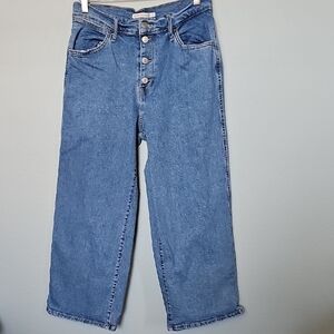 Levis Mile High Cropped Wide Leg Blue Festival Rave Y2K Jeans Size 29